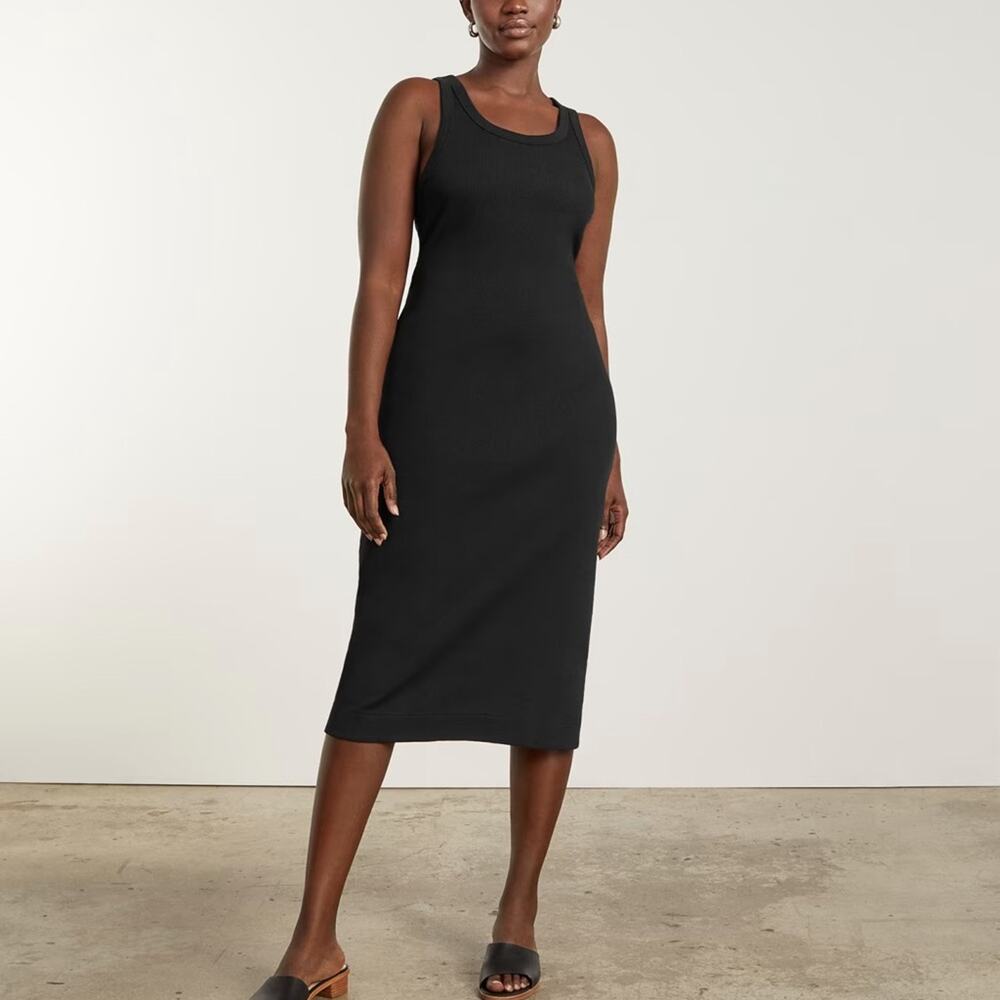 Everlane The Ribbed Tank Dress in black Size S NWOT